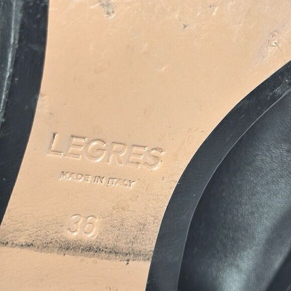 Legres Black Leather Ankle Boots Side Zip Block Heels Italy 36 US 6 - Picture 12 of 14